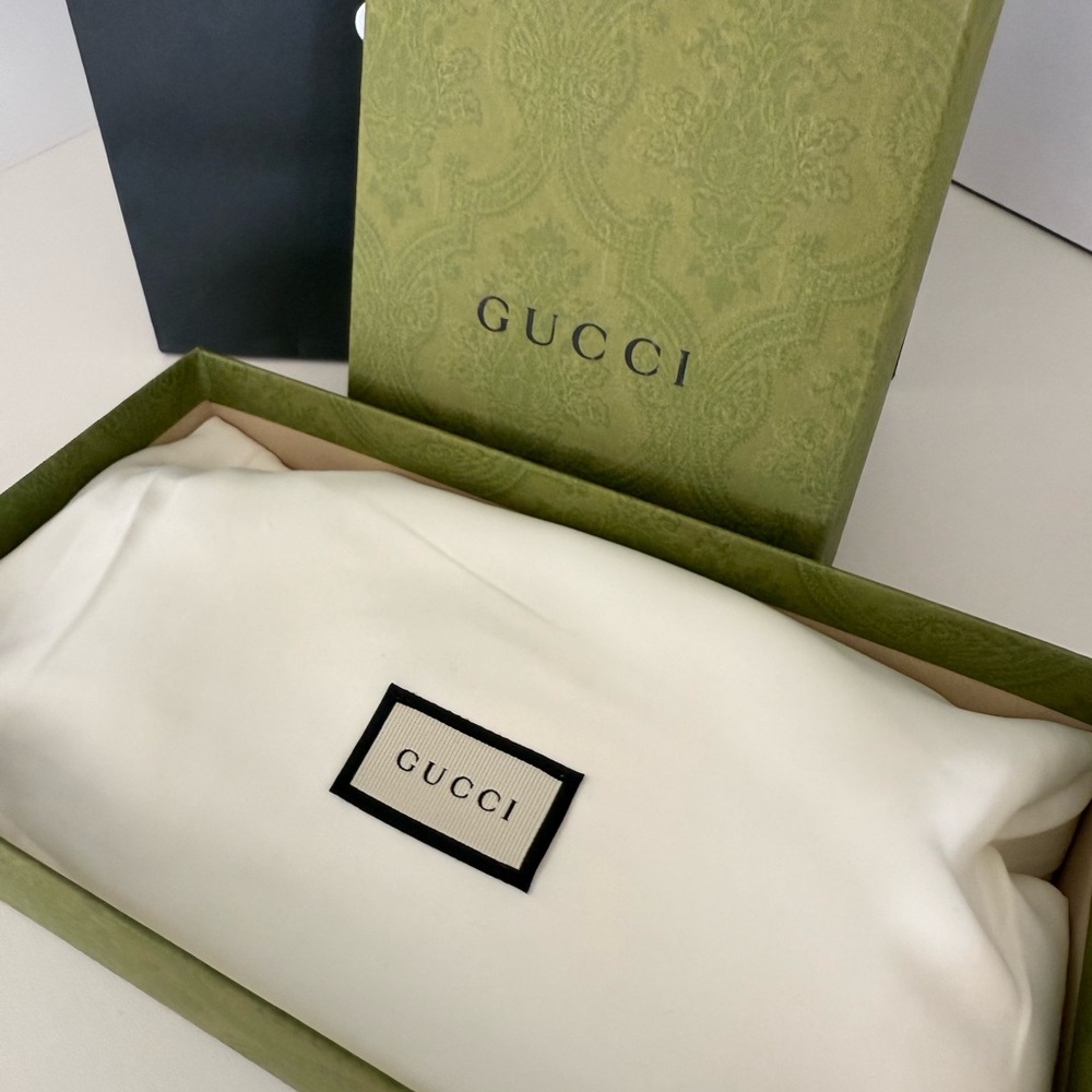 NEW Gucci Men’s Long Bifold Black Leather Wallet GG Logo Blue interior - Picture 13 of 16